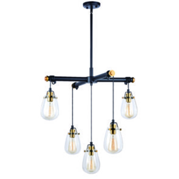 Kassidy Black and Natural Brass 26.5-Inch 5-Light Chandelier, image 1