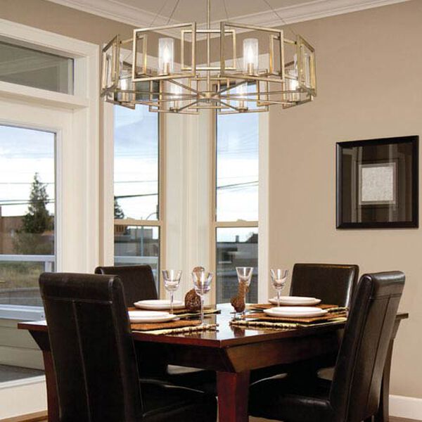 Marco White Gold Eight-Light Chandelier with Clear Glass Shade, image 4