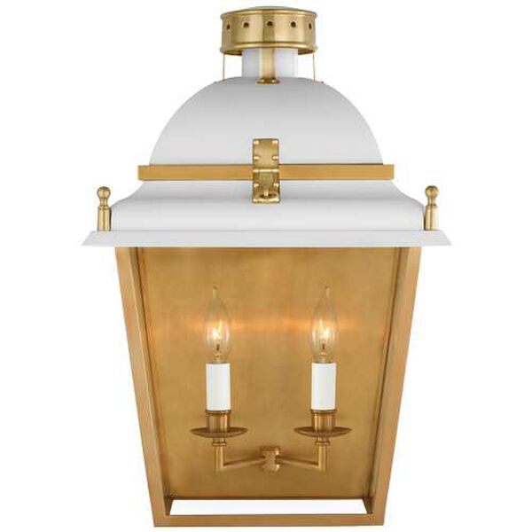 Coventry White and Burnished Brass Two-Light Large Wall Sconce by Chapman and Myers, image 1