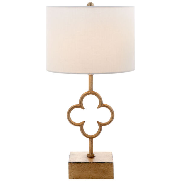 Quatrefoil Accent Lamp in Gilded Iron with Linen Shade by Suzanne Kasler, image 1