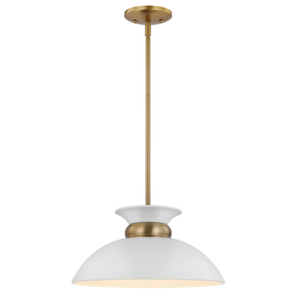 Perkins Matte White and Polished Nickel 15-Inch One-Light Pendant, image 3