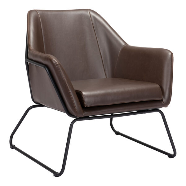 Jose Brown and Matte Black Accent Chair, image 1