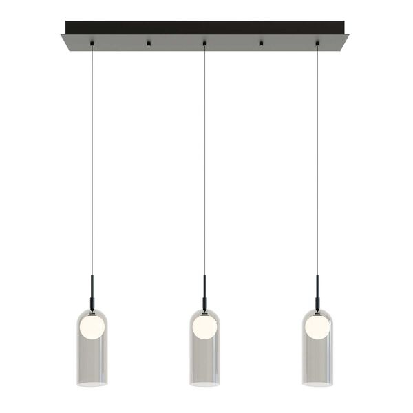 Kiran Black Three-Light Integrated LED Linear Mini Pendant, image 1