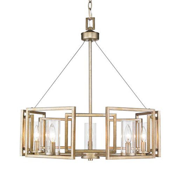 Marco White Gold Five-Light Chandelier with Clear Glass Shade, image 1