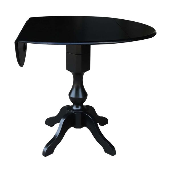 Black 36-Inch High Round Pedestal Dual Drop Leaf Dining Table, image 2