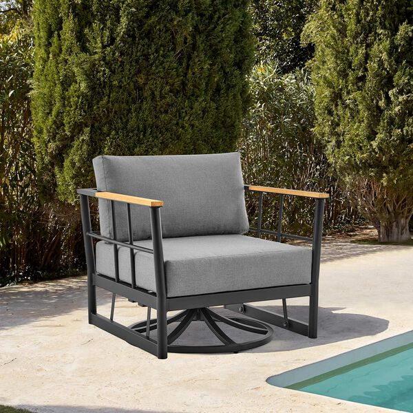 Shari Black Outdoor Swivel Chair, image 4