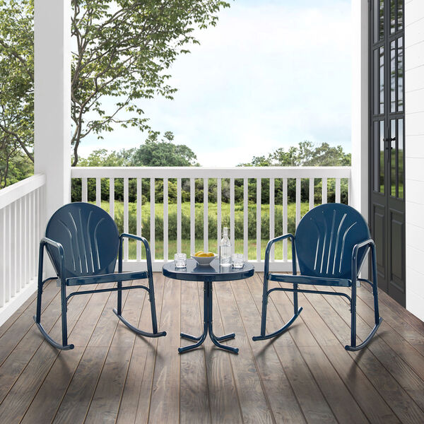 Griffith Navy Gloss Outdoor Rocking Chair Set, Three-Piece, image 3