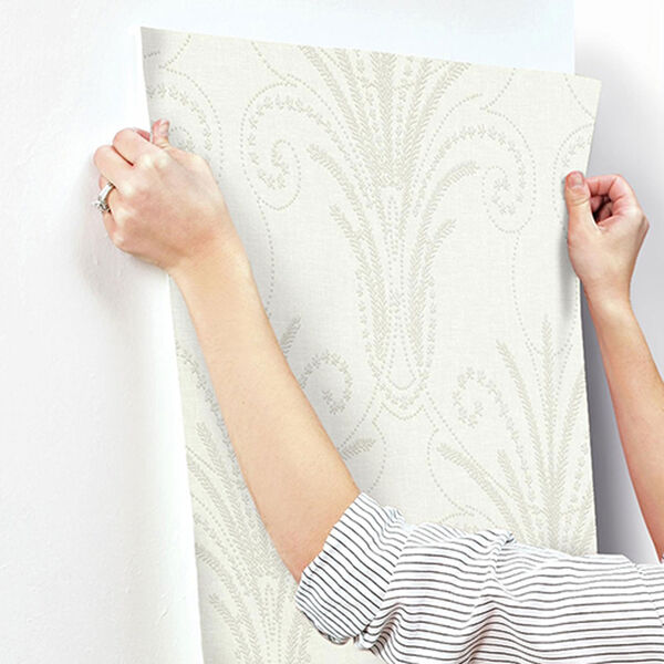 Norlander White and Off White Candlewick Wallpaper - SAMPLE SWATCH ONLY, image 3