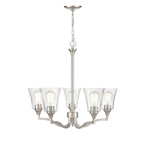 Caily Brushed Nickel Five-Light Chandelier, image 4