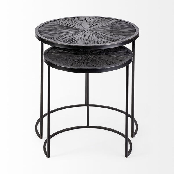 Chakra Dark Wood Black Round Nesting Table, Set of Two, image 2