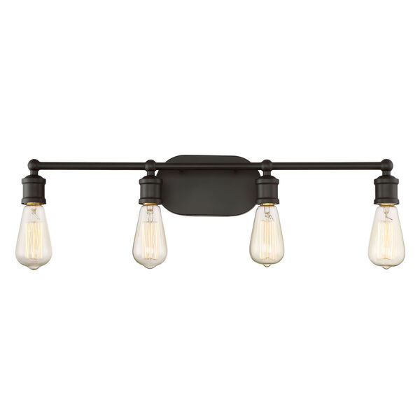 Afton Rubbed Bronze Four-Light Industrial Vanity, image 1