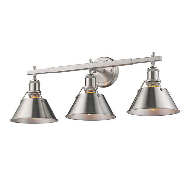 Orwell Pewter Three-Light Bath Vanity with Opal Glass Shades, image 3