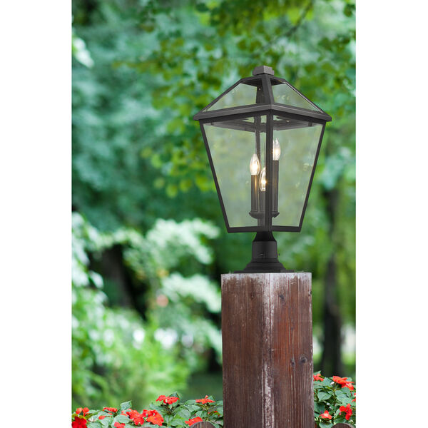 Talbot Black Three-Light Outdoor Pier Mounted Fixture with Transparent Bevelled Glass, image 2