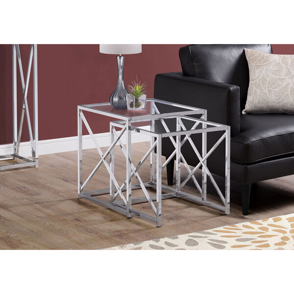 Chrome 20-Inch Nesting Table, 2 Pieces, image 2