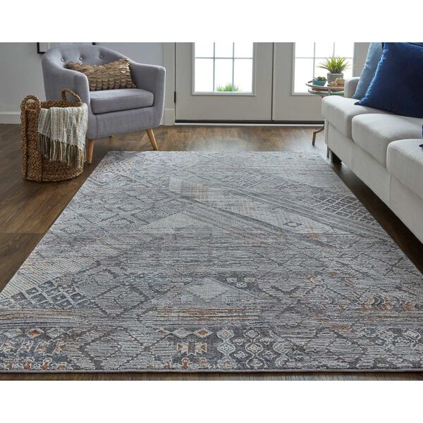 Francisco Industrial Abstract Ivory Gray Area Rug, image 2