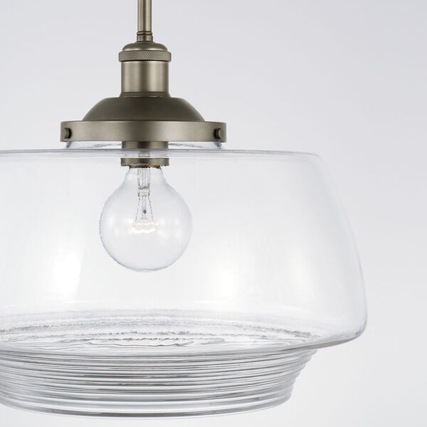 Miller Graphite One-Light Pendant with Clear Ribbed Glass, image 3