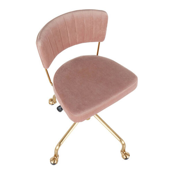 Tania Gold and Pink Velvet Task Chair, image 6