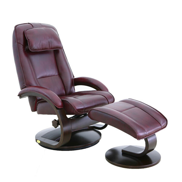 Selby Alpine Black Merlot Top Grain Leather Manual Recliner with Ottoman, image 2