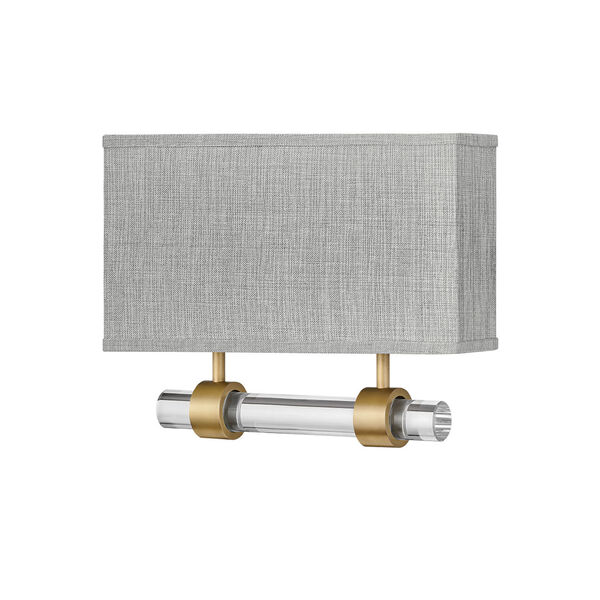 Luster Heritage Brass Two-Light LED Wall Sconce with Heathered Gray Slub Shade, image 4