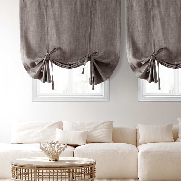 Mink Faux Grey Linen Room Darkening Tie-Up Window Shade Single Panel, image 3