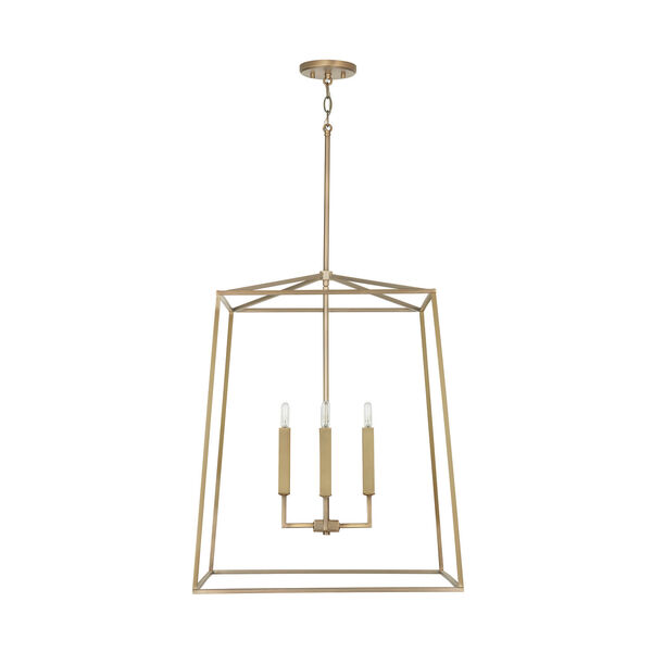 Thea Aged Brass 78-Inch Four-Light Foyer Pendant, image 1