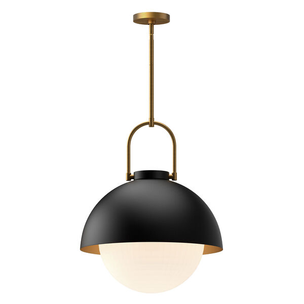 Harper Matte Black 16-Inch One-Light Pendant with Opal Glass, image 1