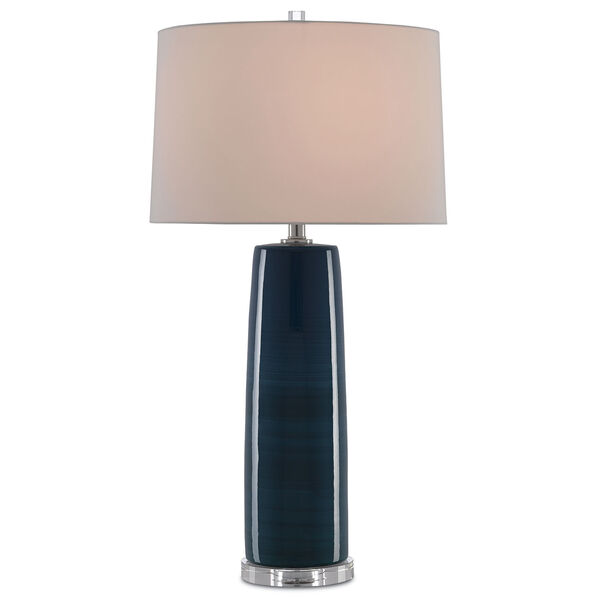Azure Navy and Polished Nickel One-Light Table Lamp, image 1