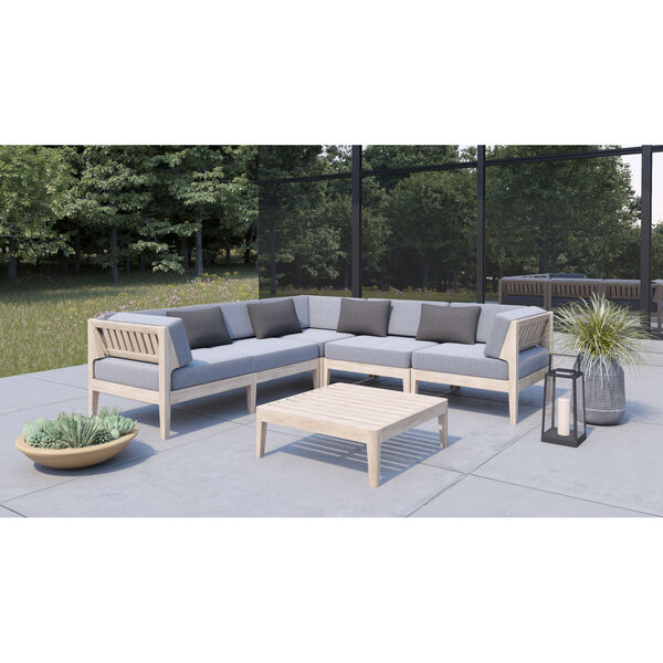 Melodye Natural and Gray Four-Piece Outdoor Sectional Set, image 3