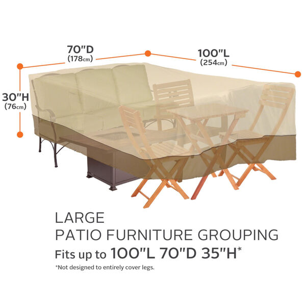 Ash Beige and Brown 100-Inch General Purpose Patio Furniture Cover, image 4