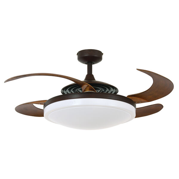 Evo2 Oil Rubbed Bronze and Dark Koa 44-Inch Three-Light Ceiling Fan With Acrylic Blades and Light Kit, image 1