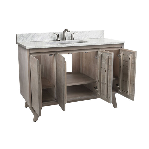 Coventry 49 inch Vanity in Gray Teak with Carrara White Top, image 4