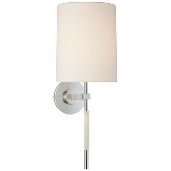Clout Tail Sconce in Soft Silver with Linen Shade by Barbara Barry, image 1