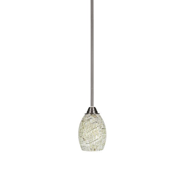Paramount Brushed Nickel One-Light 5-Inch Mini Pendant with Natural Fusion Glass, image 1