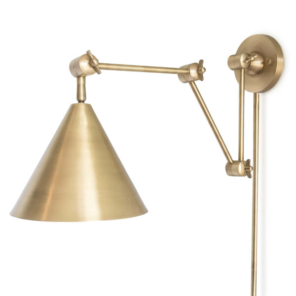 Zig-Zag Task Natural Brass One-Light Swing Arm Wall Lamp, image 1