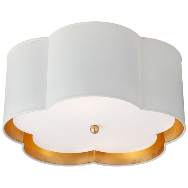 Bryce Medium Flush Mount in White and Gild with Frosted Acrylic Diffuser by kate spade new york, image 1