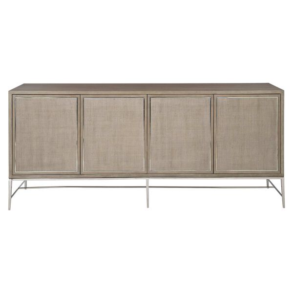 Cardenas Brown and Polished Stainless Steel Entertainment Credenza, image 1
