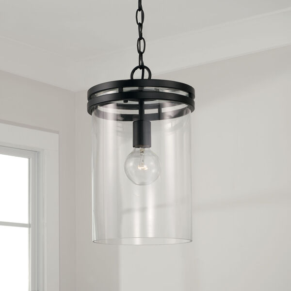 Fuller Matte Black One-Light Pendant with Clear Glass, image 3
