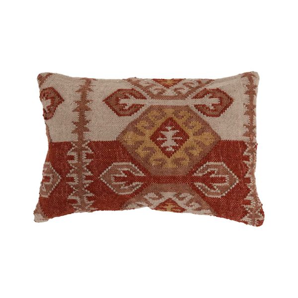 Multicolor Woven Wool Blend Kilim Lumbar 24 x 16-Inch Pillow, image 1