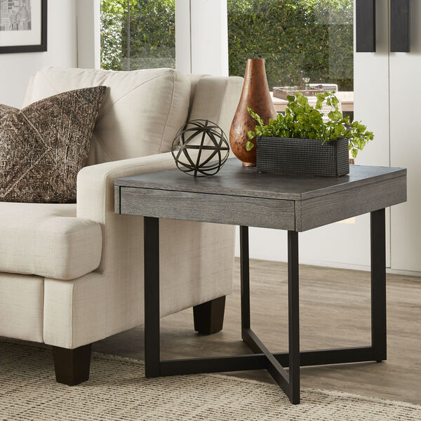Hunter Gray End Table with One Drawer, image 6