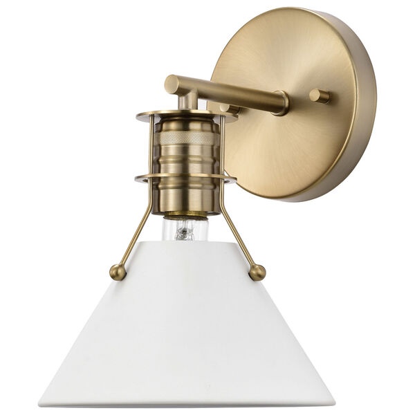Outpost Matte White and Burnished Brass One-Light Wall Sconce, image 1