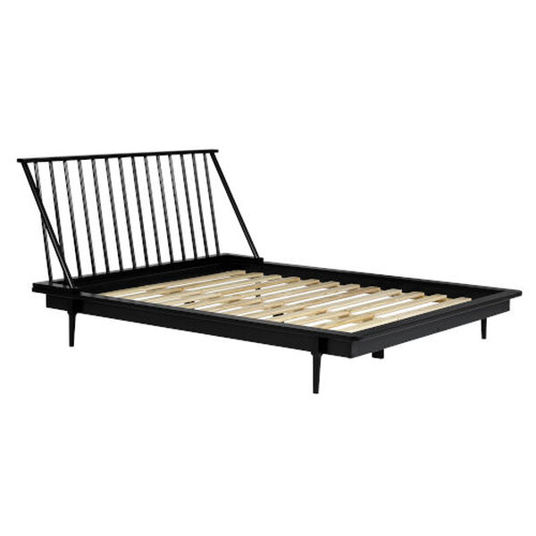 Black Wood Queen Spindle Bed, image 3