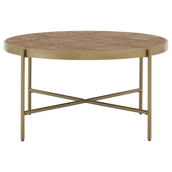 Dawson Gold and Faux Leather Coffee Table, image 2