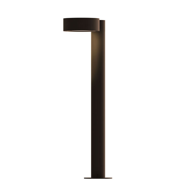 Inside-Out REALS Textured Bronze 22-Inch LED Bollard with Plate Lens and Plate Cap with Frosted White Lens, image 1