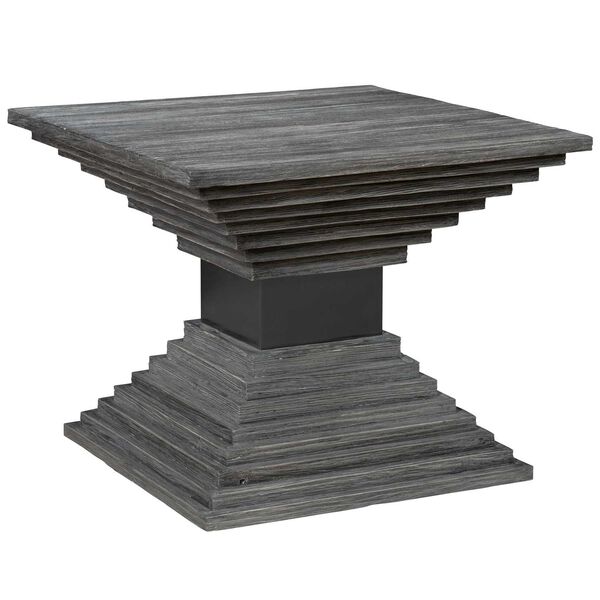 Andes Gray and Black Nickel Wooden Geometric Accent Table, image 4