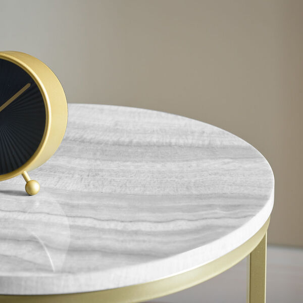 Melissa Gray and Gold Round Glam Side Table, image 4