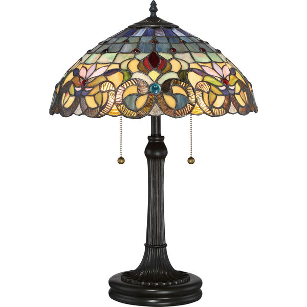 Tiffany Vintage Bronze 23-Inch Two-Light Table Lamp, image 1