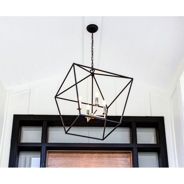 Abode Textured Black and Nickel 18-Inch Four-Light Lantern Pendant, image 4