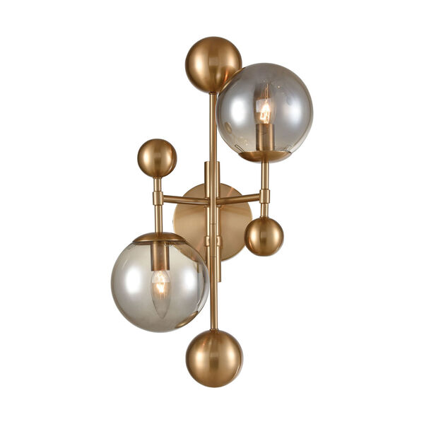 Ballantine Aged Brass with Smoked Glass Two-Light Wall Sconce, image 1