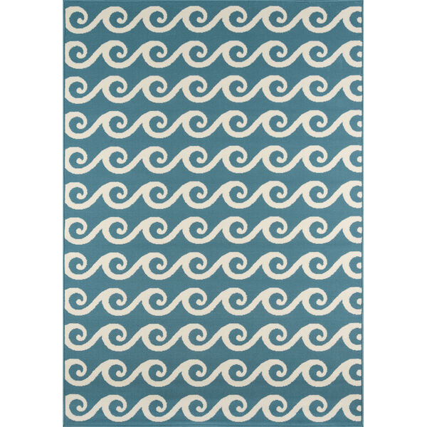 Baja Waves Blue Rectangular: 6 Ft. 7 In. x 9 Ft. 6 In. Rug, image 1