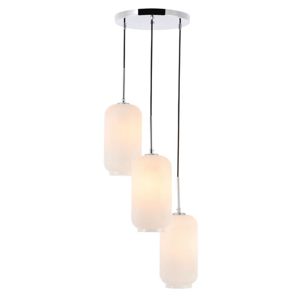 Collier Chrome 16-Inch Three-Light Pendant with Frosted White Glass, image 6